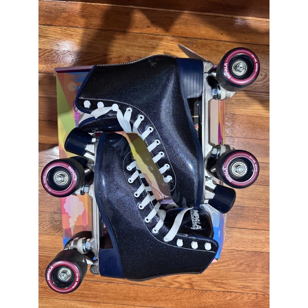 NWT Impala Quad Roller Skates Midnight Blue Glitter Vegan Womens Size 7 Skates - Picture 2 of 7